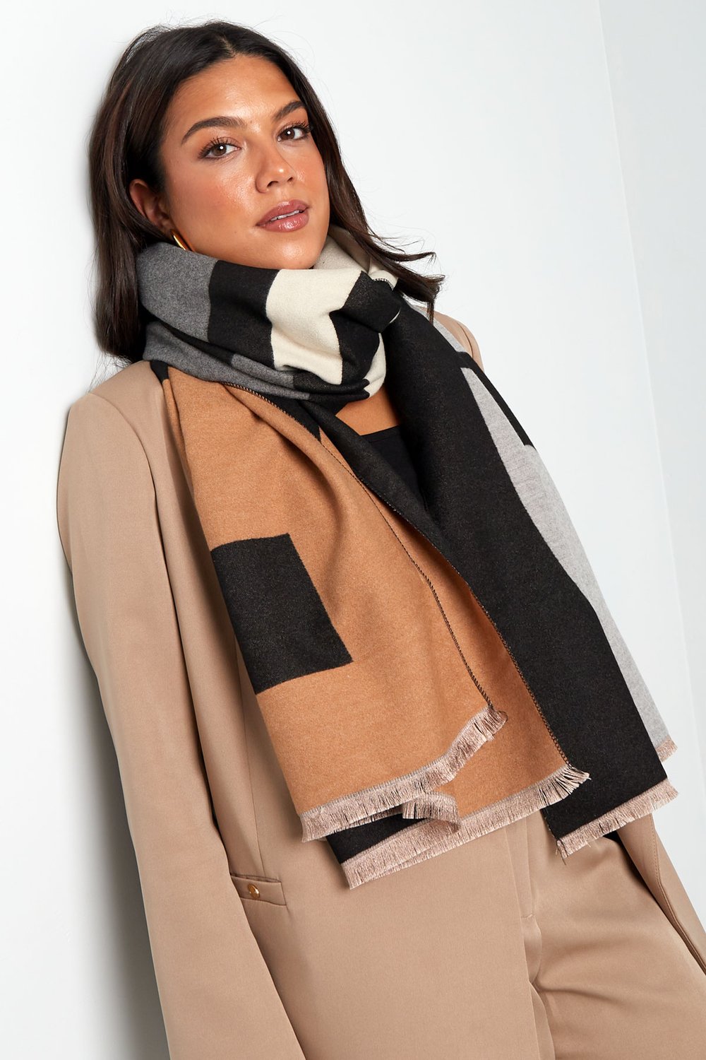 Scarf with Paris print - green orange h5Picture4